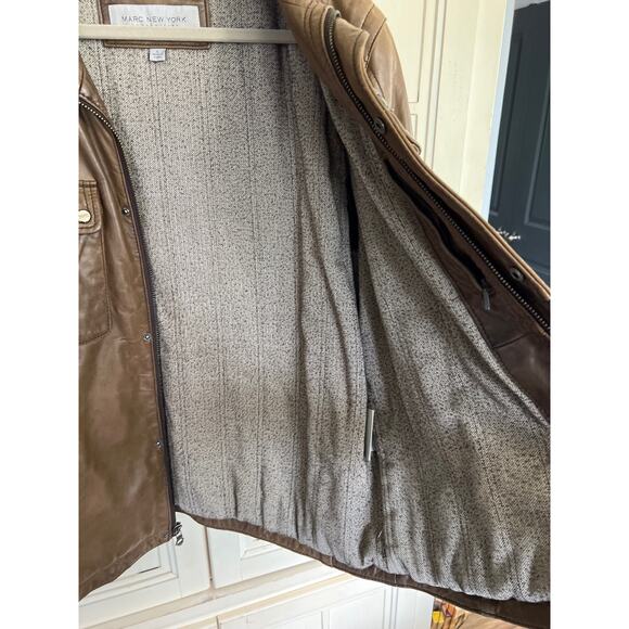 Marc New York Andrew Marc mens size large brown leather jacket - Picture 5 of 6